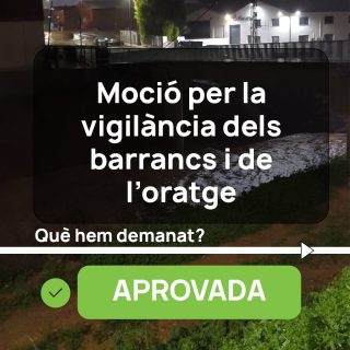✅El ple ordinari de gener va aprovar la moció del nostre Grup Municipal Compromís-Podem-Esquerra Unida per a la videovigilància dels barrancs, els guals inundables i l'oratge en situació de pre emergència per pluges.  ➡️El nostre objectiu és clar: que tota esta informació estiga a l'abast de les autoritats i de la ciutadania de manera pública, ràpida i en directe.  🛑La informació és essencial en situacions de risc.